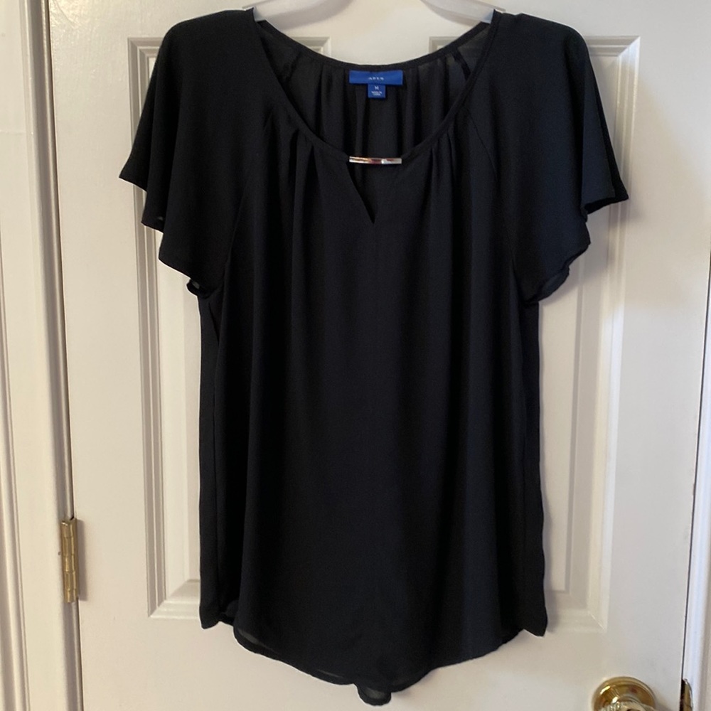 Apt 9 Blouse with silver detail at neck.  V neck size Medium. Flare Sleeve